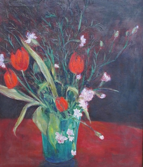 Deborah MacMillan, 'Tulips', Still life, monogrammed and dated '88, inscribed verso, oil on canvas, 59 x 50cm